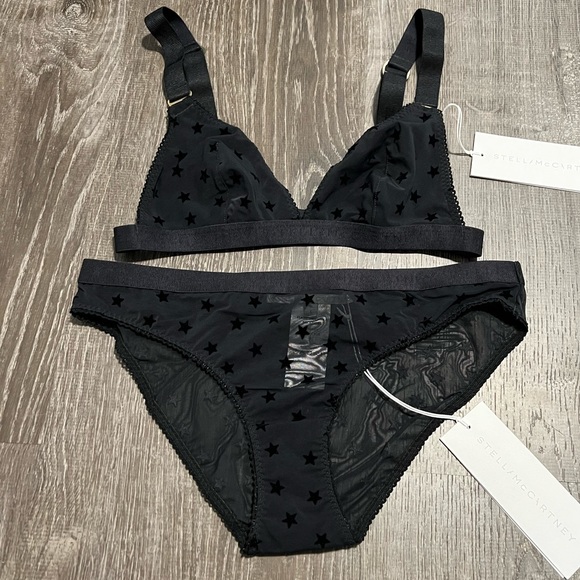 STELLA MCCARTNEY**Betty Twinkling Black Bra + Underwear SET**Sm. $228 - Picture 5 of 8